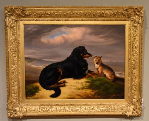 oil painting by samuel john carter best of friends - CATEGORY: ANTIQUE ART - DATED 19TH CENTURY