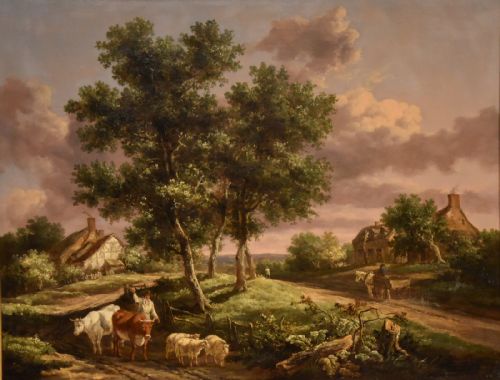 OIL PAINTING BY HENRY MILBOURNE DRIVE ON COUNTRY LANE - ADDITIONAL PHOTO 1