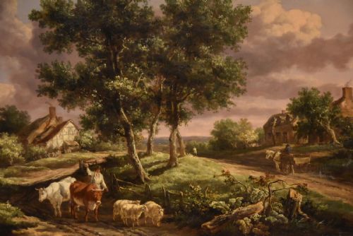 OIL PAINTING BY HENRY MILBOURNE DRIVE ON COUNTRY LANE - ADDITIONAL PHOTO 2