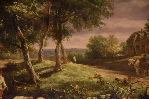 OIL PAINTING BY HENRY MILBOURNE DRIVE ON COUNTRY LANE - ADDITIONAL PHOTO 3