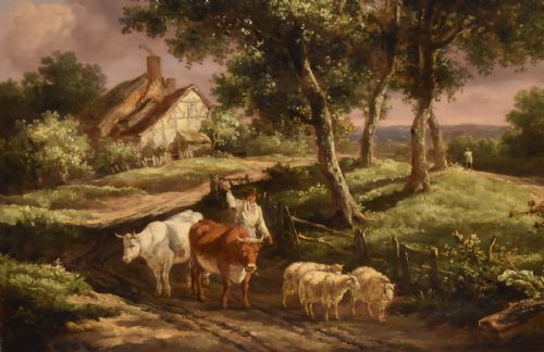 OIL PAINTING BY HENRY MILBOURNE DRIVE ON COUNTRY LANE - ADDITIONAL PHOTO 4