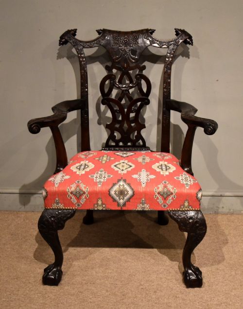 19TH CENTURY PAIR OF IRISH MAHOGANY CARVED ARMCHAIRS - ADDITIONAL PHOTO 2
