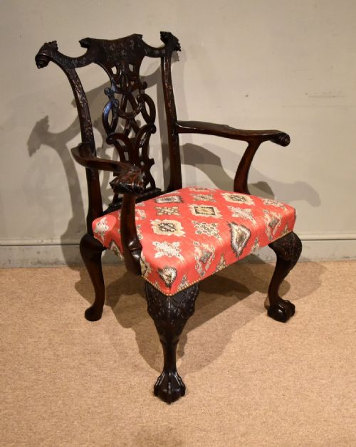 19TH CENTURY PAIR OF IRISH MAHOGANY CARVED ARMCHAIRS - ADDITIONAL PHOTO 3