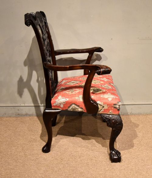 19TH CENTURY PAIR OF IRISH MAHOGANY CARVED ARMCHAIRS - ADDITIONAL PHOTO 4