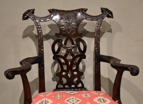 19TH CENTURY PAIR OF IRISH MAHOGANY CARVED ARMCHAIRS - ADDITIONAL PHOTO 6