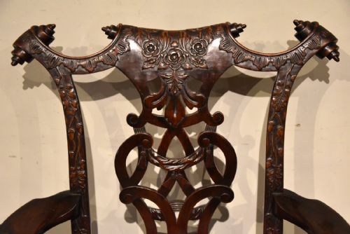 19TH CENTURY PAIR OF IRISH MAHOGANY CARVED ARMCHAIRS - ADDITIONAL PHOTO 7