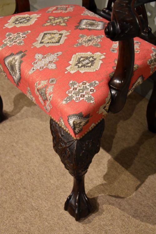 19TH CENTURY PAIR OF IRISH MAHOGANY CARVED ARMCHAIRS - ADDITIONAL PHOTO 9