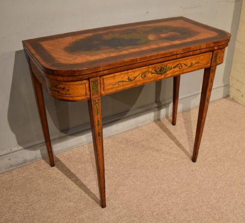 LATE 18TH CENTURY SATINWOOD PAINTED CARD TABLE - ADDITIONAL PHOTO 1