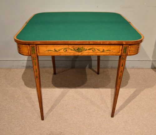 LATE 18TH CENTURY SATINWOOD PAINTED CARD TABLE - ADDITIONAL PHOTO 2