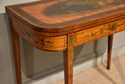 LATE 18TH CENTURY SATINWOOD PAINTED CARD TABLE - ADDITIONAL PHOTO 3