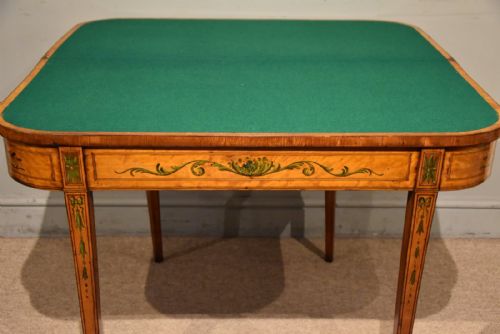 LATE 18TH CENTURY SATINWOOD PAINTED CARD TABLE - ADDITIONAL PHOTO 4