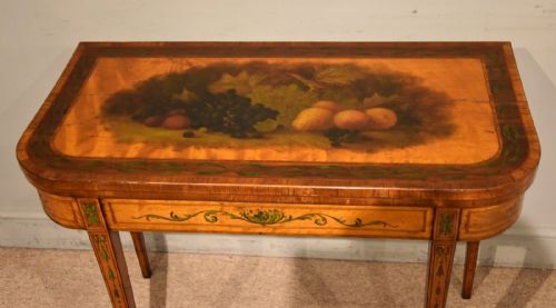LATE 18TH CENTURY SATINWOOD PAINTED CARD TABLE - ADDITIONAL PHOTO 5