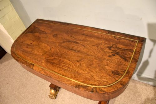 REGENCY ROSEWOOD VENEERED BRASS INLAID CARD TABLE - ADDITIONAL PHOTO 5