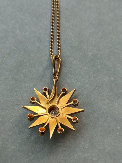 VICTORIAN 15CT GOLD DIAMOND PEARL STAR PENDANT - ADDITIONAL PHOTO 7