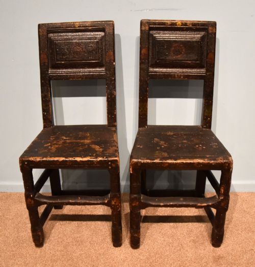 pair of early 18th century painted side chairs - CATEGORY: ANTIQUE CHAIRS - DATED 18TH CENTURY