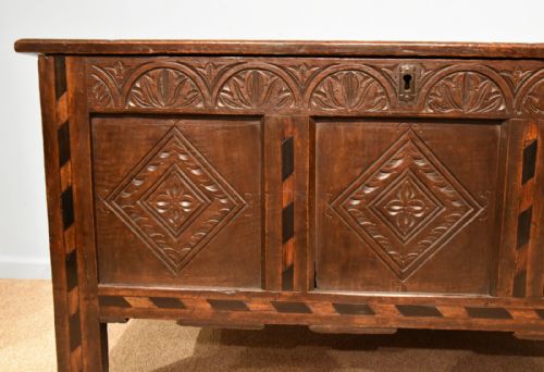 17TH CENTURY OAK THREE PANELLED COFFER - ADDITIONAL PHOTO 3