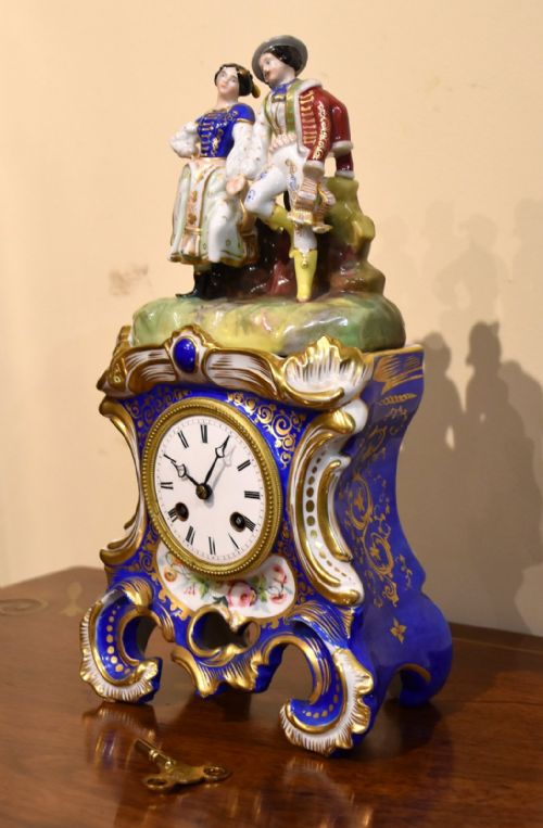 FRENCH STRIKING PORCELAIN MANTEL CLOCK - ADDITIONAL PHOTO 2
