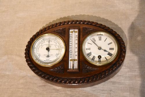WALL HANGING BAROMETER CLOCK WITH ENAMEL DIALS - ADDITIONAL PHOTO 3