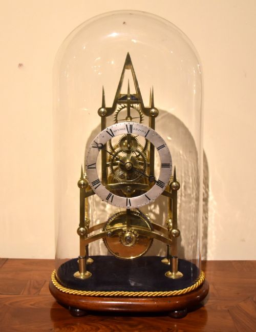 skeleton timepiece with silvered chapter ring - CATEGORY: ANTIQUE CLOCKS - DATED 19TH CENTURY