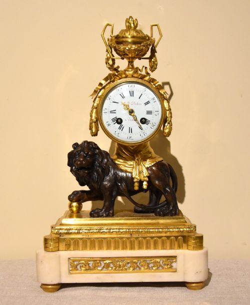 french 19th century marble ormolu and bronze mantel clock - CATEGORY: ANTIQUE CLOCKS - DATED 19TH CENTURY
