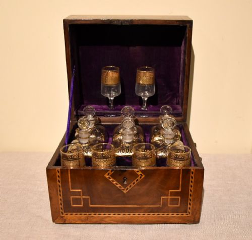 regency six decanter box with original decanters - CATEGORY: ANTIQUE GLASS - DATED 19TH CENTURY