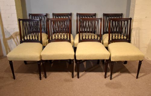 set of eight sheraton design mahogany dining chairs - CATEGORY: ANTIQUE CHAIRS - DATED 19TH CENTURY
