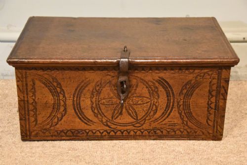 carved 17th century lacewood table box - CATEGORY: ANTIQUE CHESTS - DATED 17TH CENTURY