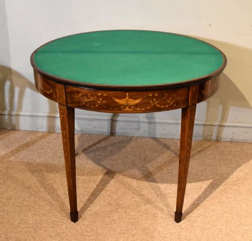 18TH CENTURY MAHOGANY INLAID DEMI LUNE CARD TABLE - ADDITIONAL PHOTO 5