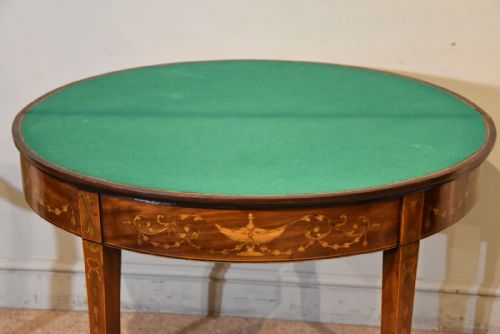 18TH CENTURY MAHOGANY INLAID DEMI LUNE CARD TABLE - ADDITIONAL PHOTO 6