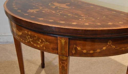 18TH CENTURY MAHOGANY INLAID DEMI LUNE CARD TABLE - ADDITIONAL PHOTO 8