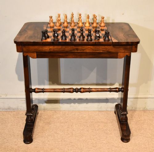 regency period rosewood games table - CATEGORY: ANTIQUE TABLES - DATED REGENCY