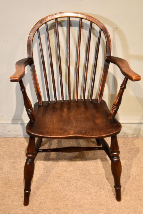 19th century ash and elm stick back armchair - CATEGORY: ANTIQUE CHAIRS - DATED 19TH CENTURY