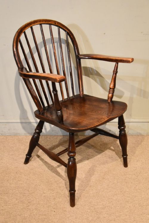 19TH CENTURY ASH AND ELM STICK BACK ARMCHAIR - ADDITIONAL PHOTO 2