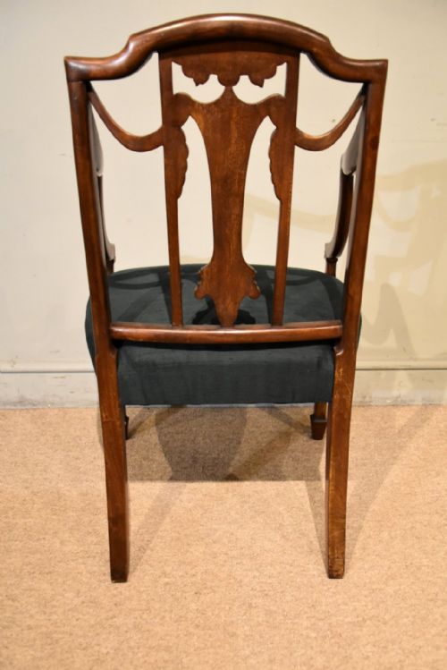 PAIR 19TH CENTURY SHERATON DESIGN PAINTED ARMCHAIRS - ADDITIONAL PHOTO 4