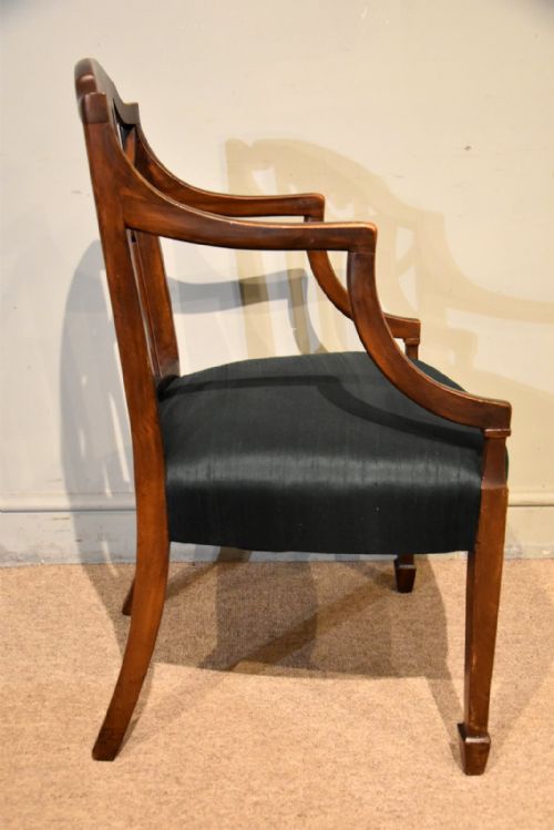 PAIR 19TH CENTURY SHERATON DESIGN PAINTED ARMCHAIRS - ADDITIONAL PHOTO 5
