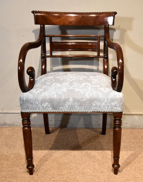 large regency mahogany open armchair - CATEGORY: ANTIQUE CHAIRS - DATED REGENCY