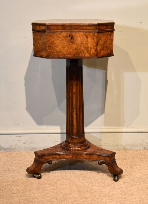 BURR YEW REGENCY PERIOD TEA POY SIDE TABLE - ADDITIONAL PHOTO 1