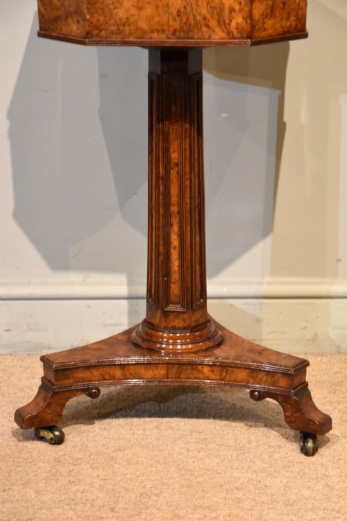 BURR YEW REGENCY PERIOD TEA POY SIDE TABLE - ADDITIONAL PHOTO 2