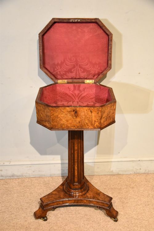 BURR YEW REGENCY PERIOD TEA POY SIDE TABLE - ADDITIONAL PHOTO 4