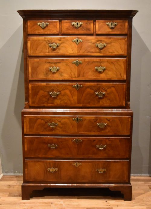 george i walnut chest on chest tallboy - CATEGORY: ANTIQUE CHEST OF DRAWERS - DATED GEORGIAN