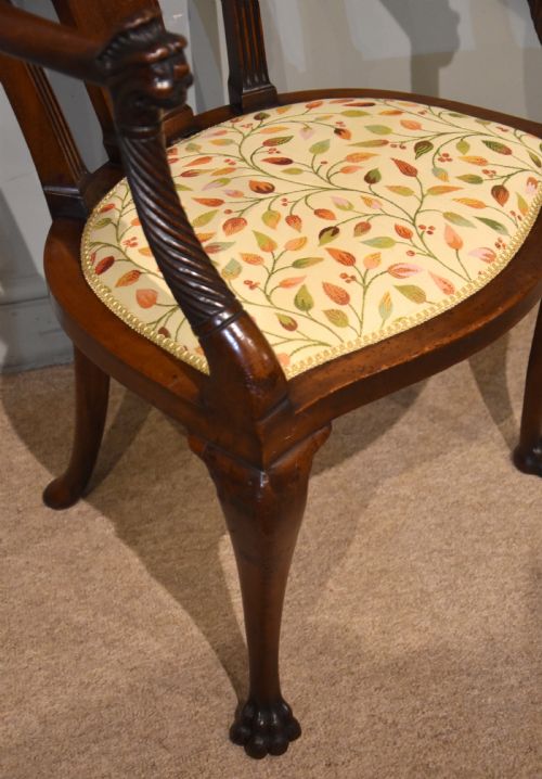 LATE 19TH CENTURY FRENCH MAHOGANY AND MARQUETRY ELBOW CHAIR - ADDITIONAL PHOTO 6