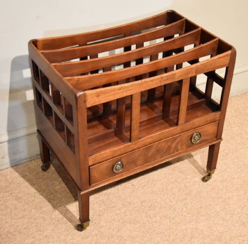 GEORGE III MAHOGANY CANTERBURY WITH SINGLE DRAWER - ADDITIONAL PHOTO 1