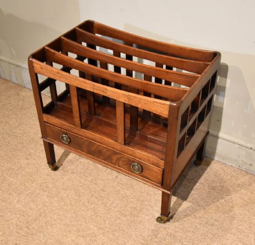 GEORGE III MAHOGANY CANTERBURY WITH SINGLE DRAWER - ADDITIONAL PHOTO 2