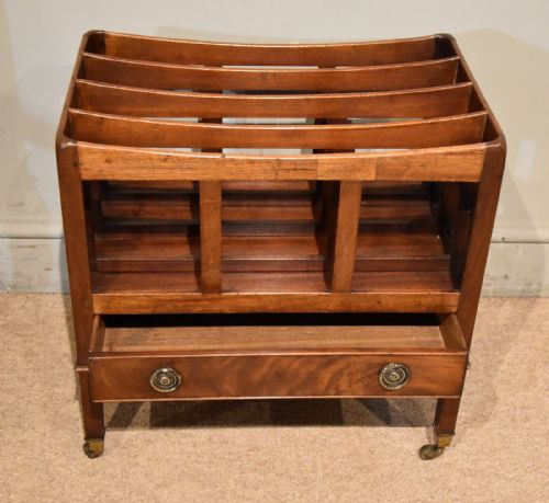 GEORGE III MAHOGANY CANTERBURY WITH SINGLE DRAWER - ADDITIONAL PHOTO 3