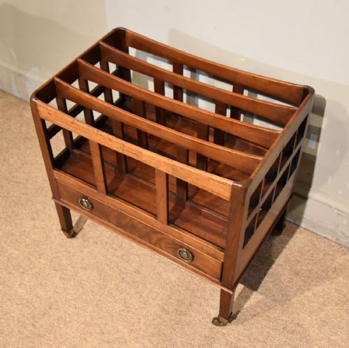 GEORGE III MAHOGANY CANTERBURY WITH SINGLE DRAWER - ADDITIONAL PHOTO 4