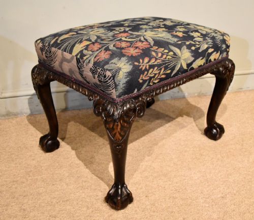 19th century mahogany stool with cabriole legs - CATEGORY: ANTIQUE STOOLS - DATED 19TH CENTURY