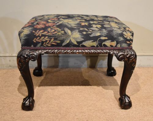 19TH CENTURY MAHOGANY STOOL WITH CABRIOLE LEGS - ADDITIONAL PHOTO 2