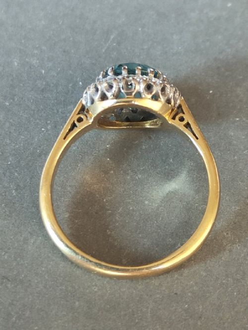 ART DECO 18CT GOLD DIAMOND NATURAL BLUE ZIRCON RING C1923 - ADDITIONAL PHOTO 7