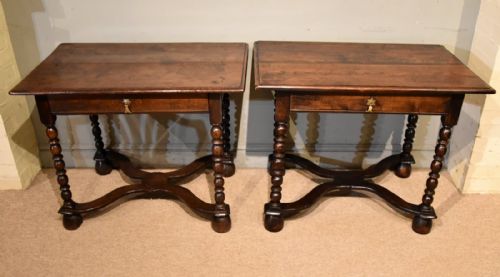 matched pair of charles ii oak side tables - CATEGORY: ANTIQUE TABLES - DATED 17TH CENTURY