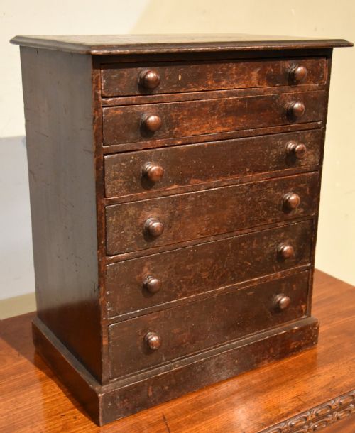 MINIATURE 19TH CENTURY PINE TABLE TOP CHEST COLLECTORS CABINET - ADDITIONAL PHOTO 1
